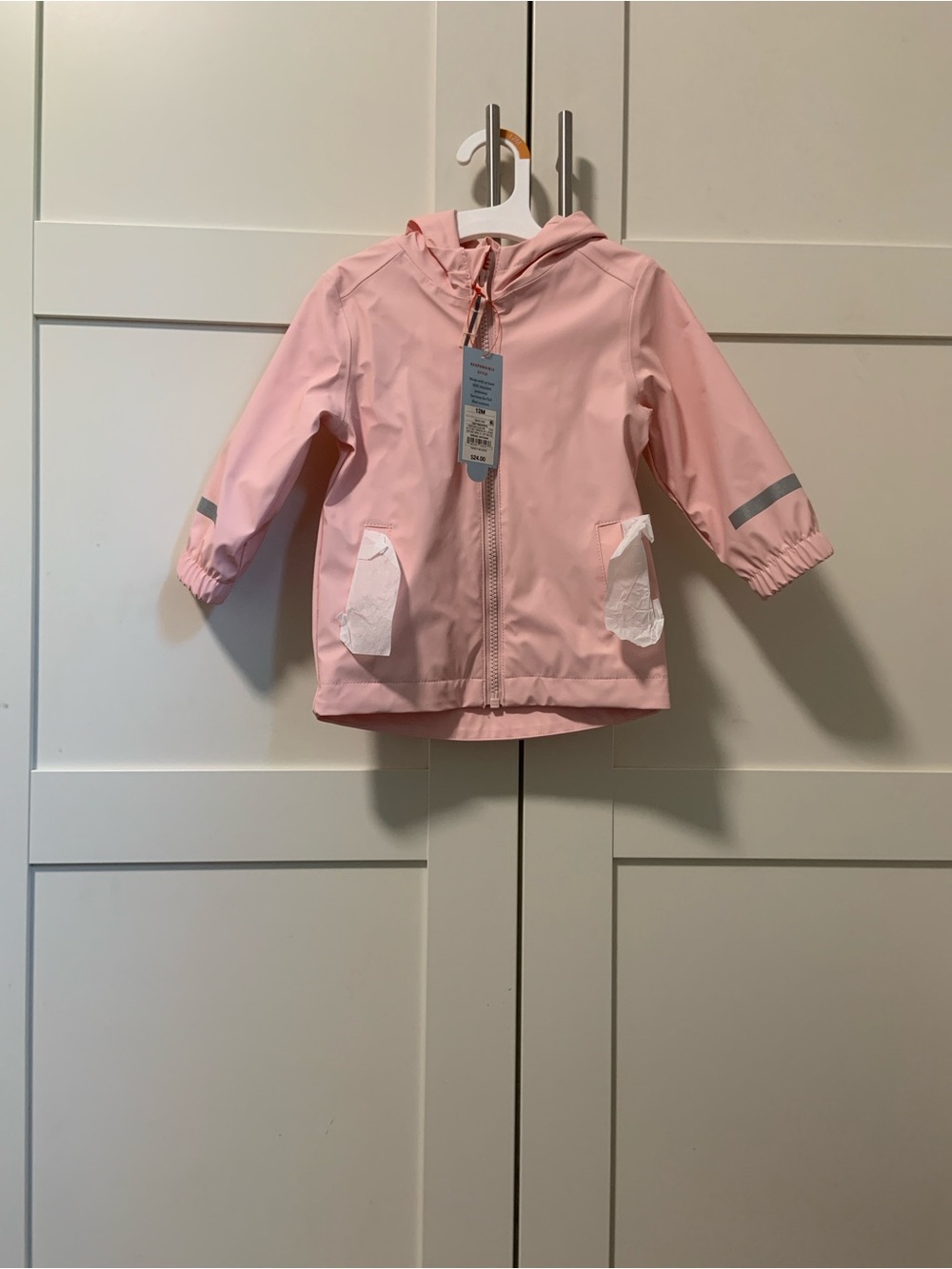 NWT Cat & Jack Baby Girls' Lined Hooded Rain Jacket - size 12 Months